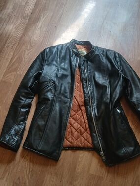 Brimaco Black Leather Jacket With Quilted Linning